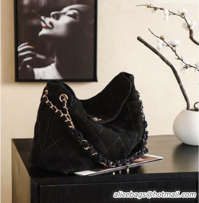 Fashion Discount Chanel Grained Nubuck Leather Hobo Bag CH041705 Black 2026