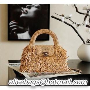 Promotional Chanel Raffia-Effect Fabric Mini Shopping Bag AS4416 Dark Beige 2026