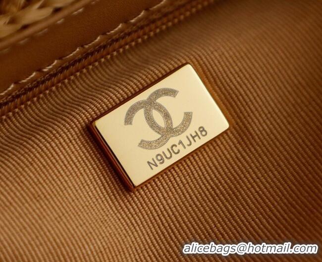 Promotional Chanel Raffia-Effect Fabric Mini Shopping Bag AS4416 Dark Beige 2026