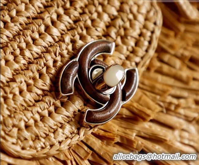 Promotional Chanel Raffia-Effect Fabric Mini Shopping Bag AS4416 Dark Beige 2026