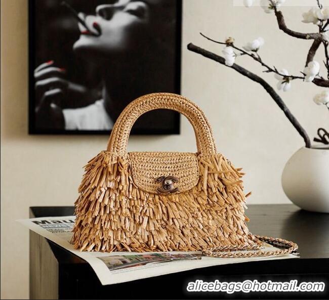 Promotional Chanel Raffia-Effect Fabric Mini Shopping Bag AS4416 Dark Beige 2026