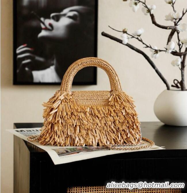 Promotional Chanel Raffia-Effect Fabric Mini Shopping Bag AS4416 Dark Beige 2026
