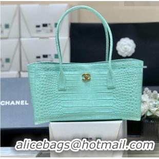 Buy Discount Chanel Small Shopping Bag in Crocodile Embossed Calfskin AS6243 Green 2026 Top Quality (Pre-order)