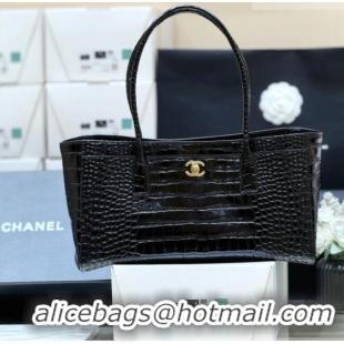 Best Product Chanel Small Shopping Bag in Crocodile Embossed Calfskin AS6243 Black 2026 Top Quality (Pre-order)