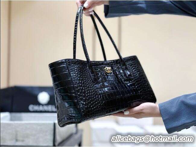 Best Product Chanel Small Shopping Bag in Crocodile Embossed Calfskin AS6243 Black 2026 Top Quality (Pre-order)
