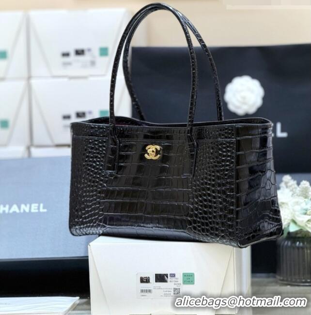 Best Product Chanel Small Shopping Bag in Crocodile Embossed Calfskin AS6243 Black 2026 Top Quality (Pre-order)