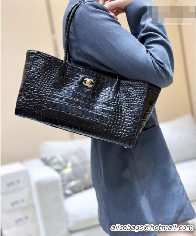 Best Product Chanel Small Shopping Bag in Crocodile Embossed Calfskin AS6243 Black 2026 Top Quality (Pre-order)