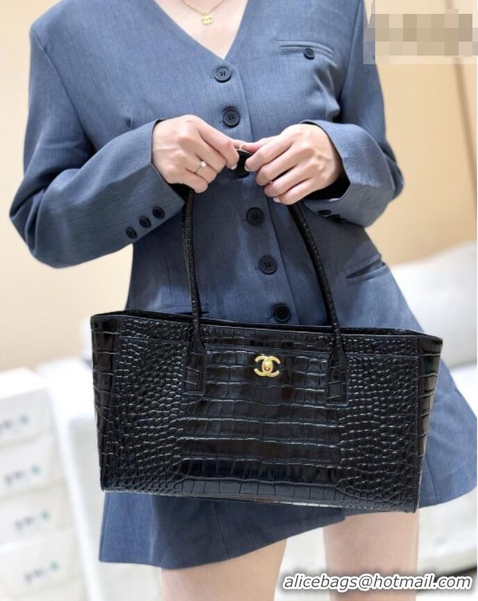 Best Product Chanel Small Shopping Bag in Crocodile Embossed Calfskin AS6243 Black 2026 Top Quality (Pre-order)