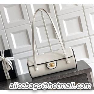 Top Grade Chanel Grained Calfskin Large Bowling Bag AS6181 White/Black 2026