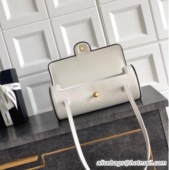 Top Grade Chanel Grained Calfskin Large Bowling Bag AS6181 White/Black 2026