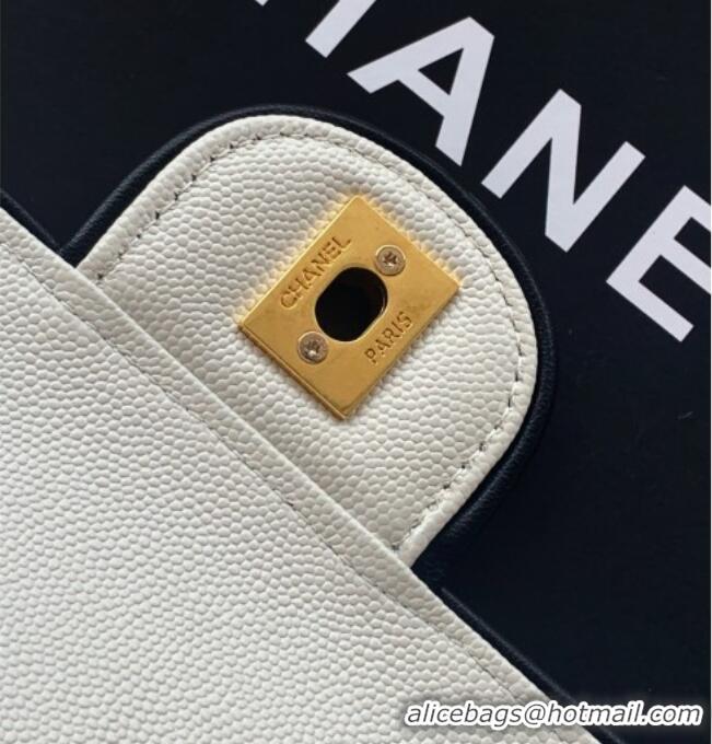 Top Grade Chanel Grained Calfskin Large Bowling Bag AS6181 White/Black 2026