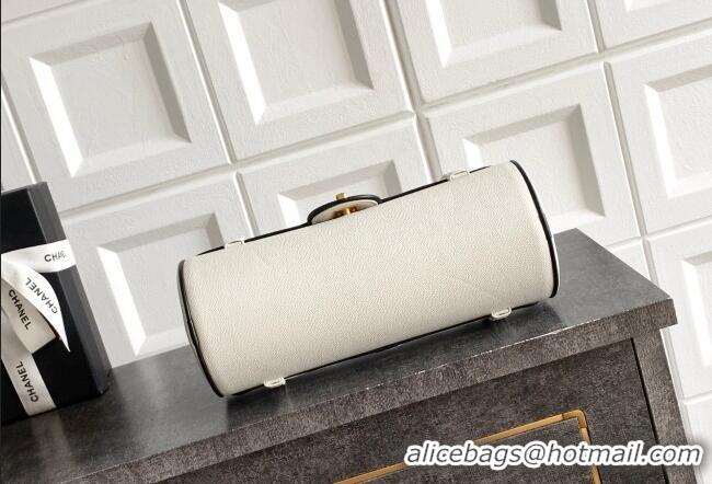 Top Grade Chanel Grained Calfskin Large Bowling Bag AS6181 White/Black 2026