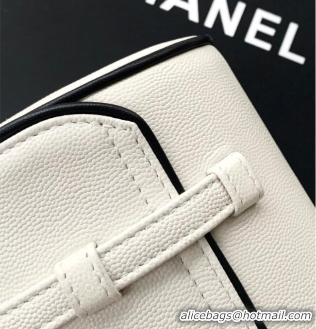 Top Grade Chanel Grained Calfskin Large Bowling Bag AS6181 White/Black 2026