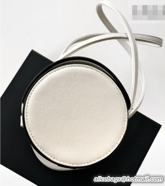 Top Grade Chanel Grained Calfskin Large Bowling Bag AS6181 White/Black 2026