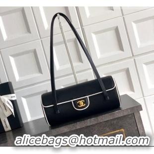 Most Popular Chanel Grained Calfskin Large Bowling Bag AS6181 White/Black 2026