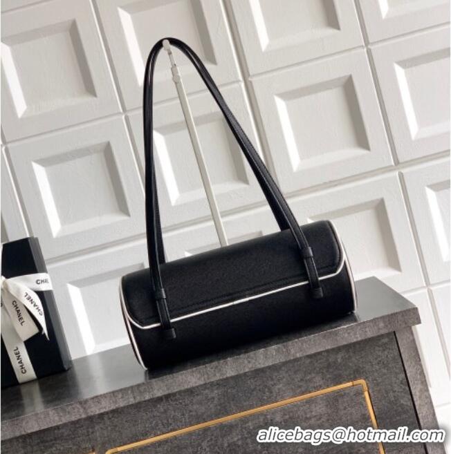 Most Popular Chanel Grained Calfskin Large Bowling Bag AS6181 White/Black 2026