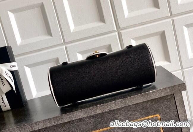 Most Popular Chanel Grained Calfskin Large Bowling Bag AS6181 White/Black 2026