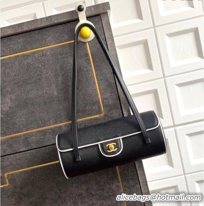 Most Popular Chanel Grained Calfskin Large Bowling Bag AS6181 White/Black 2026