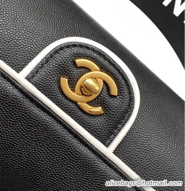 Most Popular Chanel Grained Calfskin Large Bowling Bag AS6181 White/Black 2026