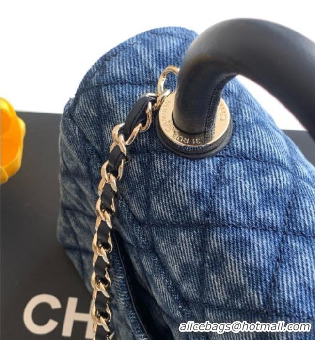 Stylish Cheap Chanel Coco Handle Washed Denim Mini Flap Bag AS2215 Blue 2026