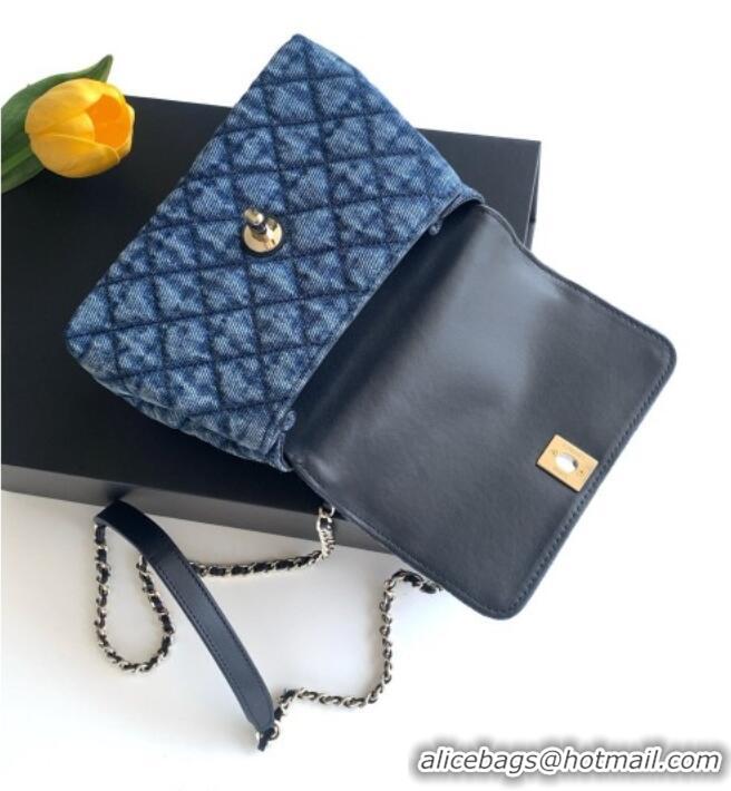 Stylish Cheap Chanel Coco Handle Washed Denim Mini Flap Bag AS2215 Blue 2026
