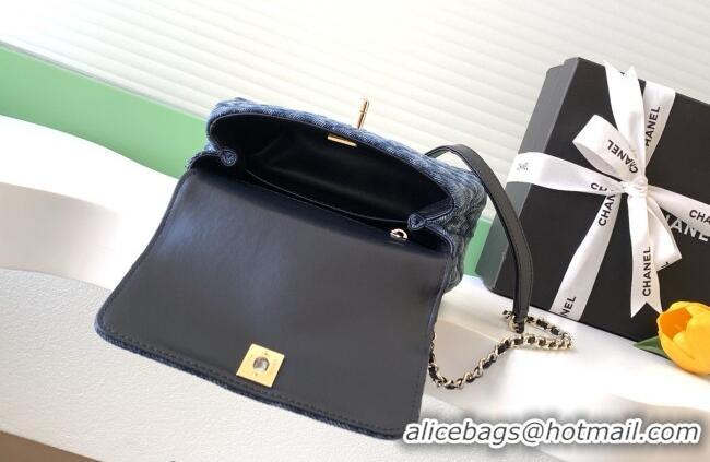 Stylish Cheap Chanel Coco Handle Washed Denim Mini Flap Bag AS2215 Blue 2026