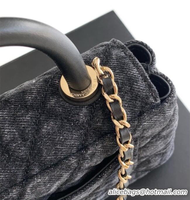 Buy Fashionable Chanel Coco Handle Denim Mini Flap Bag AS2215 Black 2026