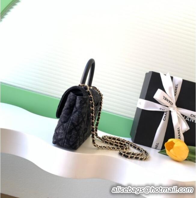 Buy Fashionable Chanel Coco Handle Denim Mini Flap Bag AS2215 Black 2026