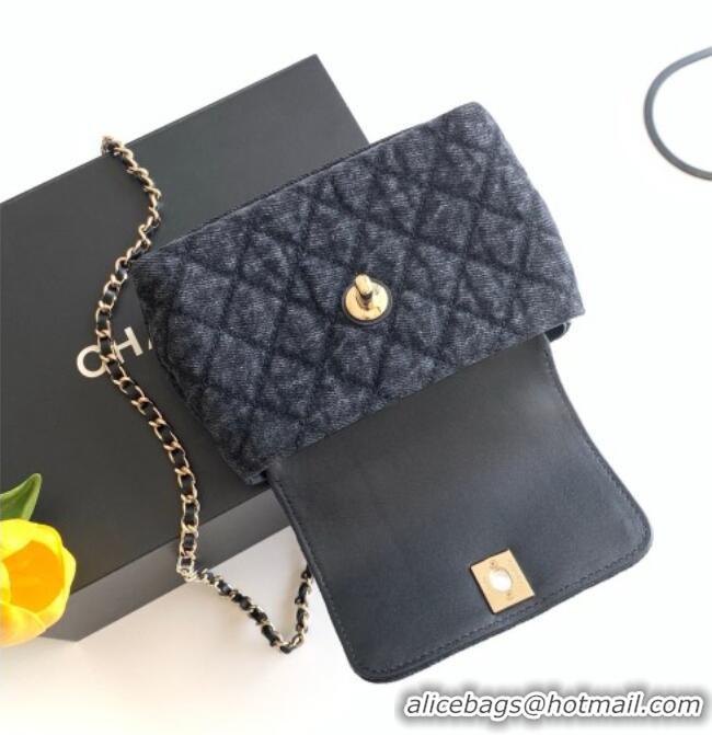Buy Fashionable Chanel Coco Handle Denim Mini Flap Bag AS2215 Black 2026