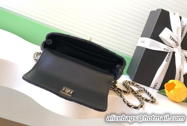 Buy Fashionable Chanel Coco Handle Denim Mini Flap Bag AS2215 Black 2026