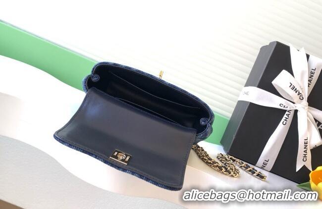 Super Quality Chanel Washed Denim Clutch with Chain and Handle AP4244 Blue 2026