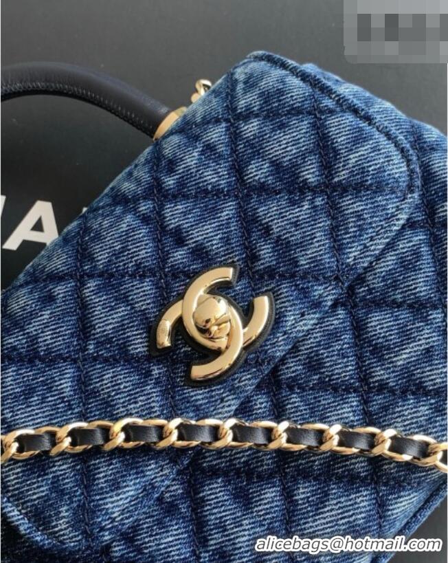 Super Quality Chanel Washed Denim Clutch with Chain and Handle AP4244 Blue 2026