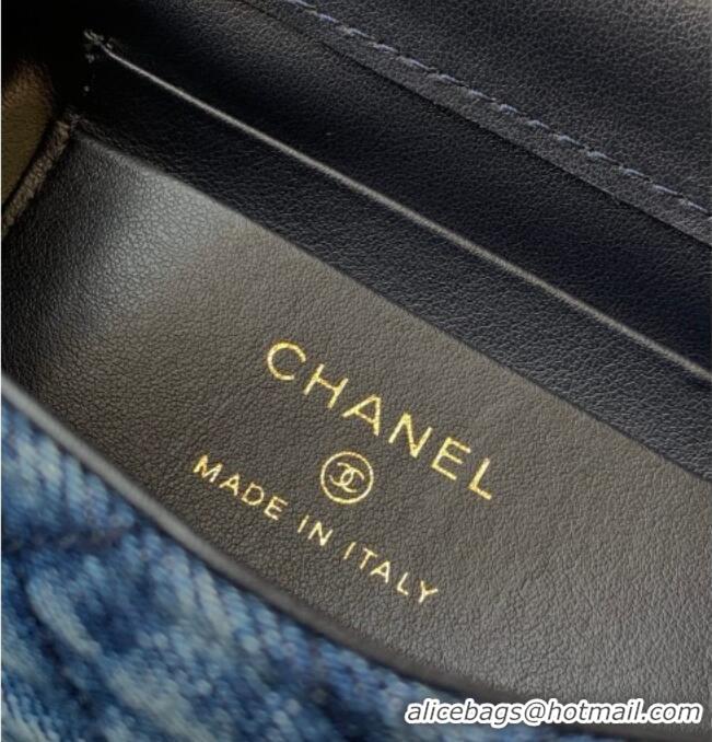 Super Quality Chanel Washed Denim Clutch with Chain and Handle AP4244 Blue 2026