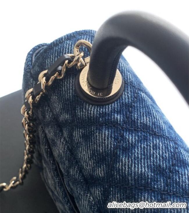 Super Quality Chanel Washed Denim Clutch with Chain and Handle AP4244 Blue 2026