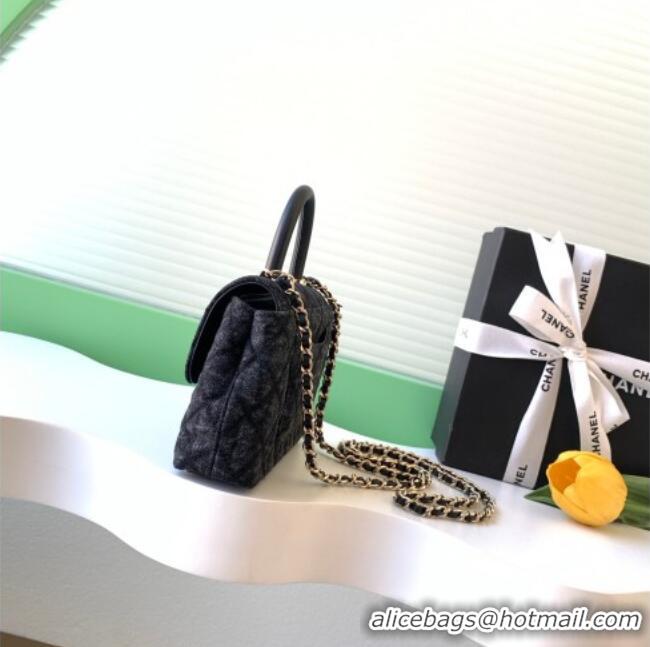 Famous Brand Chanel Washed Denim Clutch with Chain and Handle AP4244 Black 2026