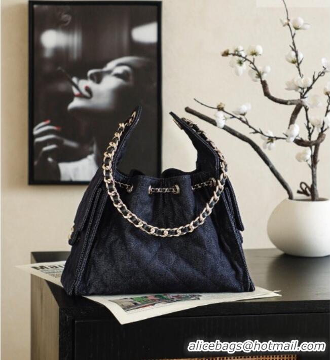 Luxury Cheap Chanel Washed Denim Small Hobo bag AS5293 Dark Blue 2026