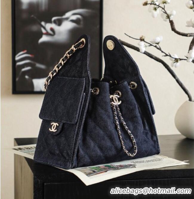 Luxury Cheap Chanel Washed Denim Small Hobo bag AS5293 Dark Blue 2026