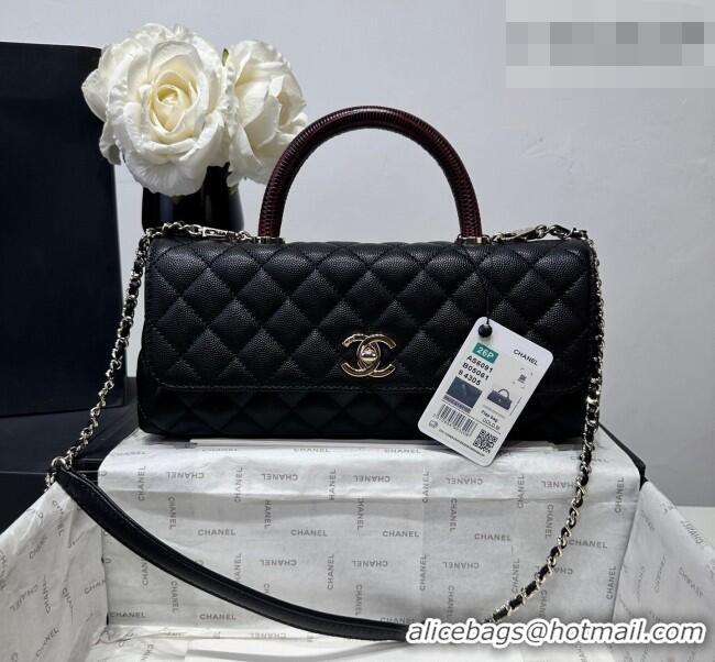 Cheap Discount Chanel Grained Calfskin Long Maxi Flap Bag with Top Handle AS6091 Black/Burgundy 2026