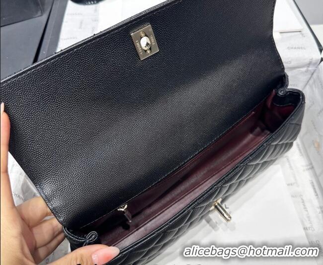 Cheap Discount Chanel Grained Calfskin Long Maxi Flap Bag with Top Handle AS6091 Black/Burgundy 2026