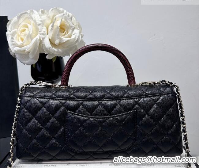 Cheap Discount Chanel Grained Calfskin Long Maxi Flap Bag with Top Handle AS6091 Black/Burgundy 2026