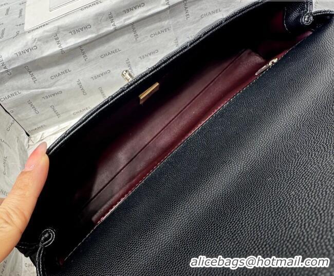 Cheap Discount Chanel Grained Calfskin Long Maxi Flap Bag with Top Handle AS6091 Black/Burgundy 2026