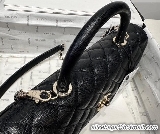 Buy Discount Chanel Grained Calfskin Long Maxi Flap Bag with Top Handle AS6091 Black/Gold 2026