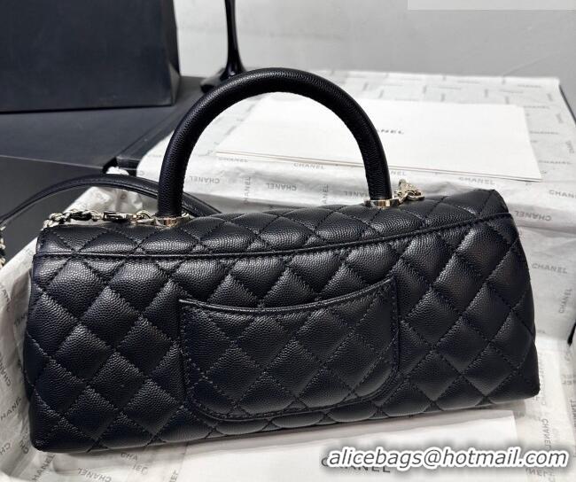 Buy Discount Chanel Grained Calfskin Long Maxi Flap Bag with Top Handle AS6091 Black/Gold 2026