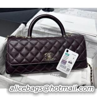 Original Cheap Chanel Grained Calfskin Long Maxi Flap Bag with Top Handle AS6091 Brown 2026