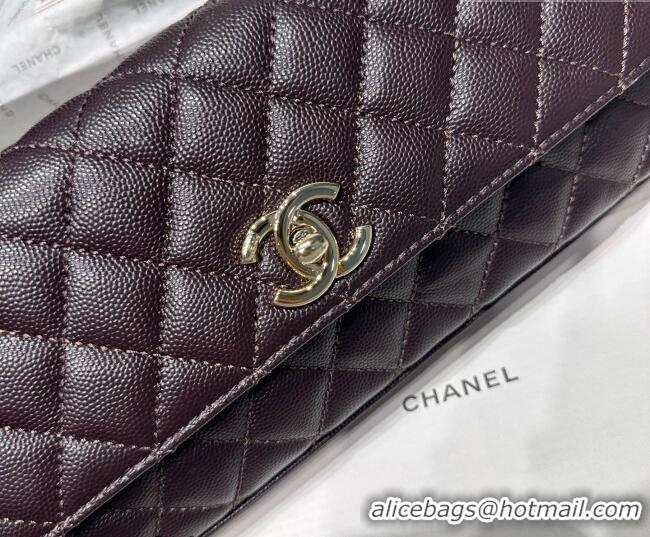 Original Cheap Chanel Grained Calfskin Long Maxi Flap Bag with Top Handle AS6091 Brown 2026