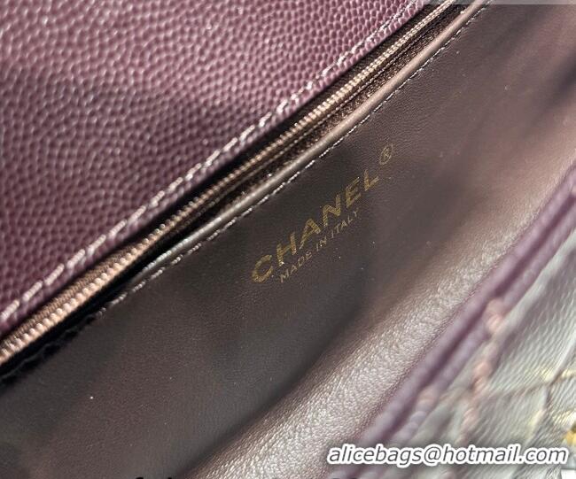 Original Cheap Chanel Grained Calfskin Long Maxi Flap Bag with Top Handle AS6091 Brown 2026