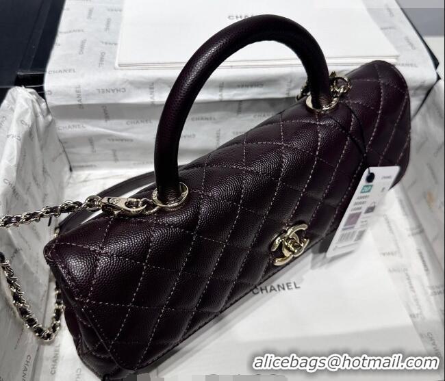 Original Cheap Chanel Grained Calfskin Long Maxi Flap Bag with Top Handle AS6091 Brown 2026