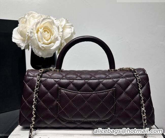 Original Cheap Chanel Grained Calfskin Long Maxi Flap Bag with Top Handle AS6091 Brown 2026