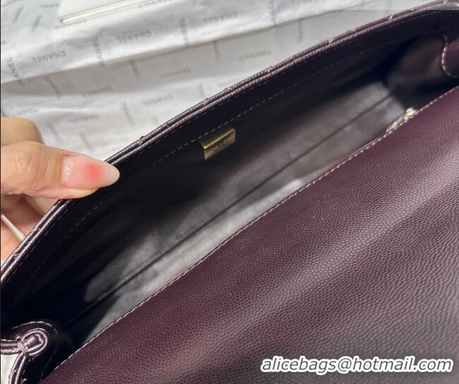 Original Cheap Chanel Grained Calfskin Long Maxi Flap Bag with Top Handle AS6091 Brown 2026