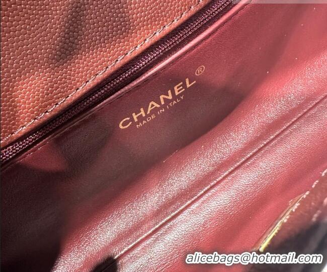 Good Quality Chanel Grained Calfskin Long Maxi Flap Bag with Top Handle AS6091 Burgundy 2026